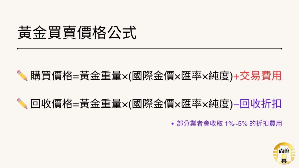 黃金買賣價格公式